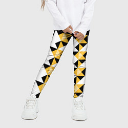 Леггинсы для девочки Черно-желтый геометрический, цвет: 3D-принт — фото 2