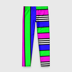 Леггинсы для девочки Полосатый яркий летний узор, цвет: 3D-принт