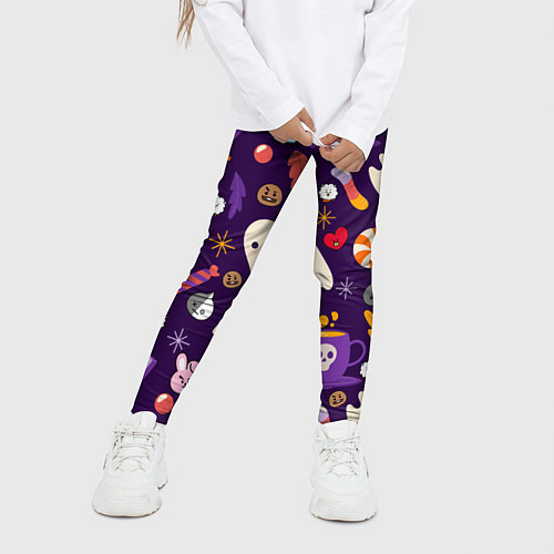 Детские легинсы HALLOWEEN BTS BT21 PATTERN БТ21 БТС ХЕЛЛОУИН / 3D-принт – фото 3