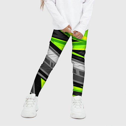Детские легинсы Зеленые линии / 3D-принт – фото 3