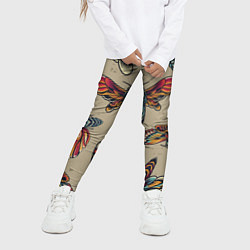 Леггинсы для девочки Мотыльки-черепа, цвет: 3D-принт — фото 2