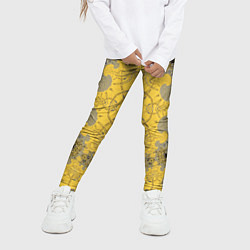 Леггинсы для девочки Коллекция Фрактальная мозаика Желтый на черном 573, цвет: 3D-принт — фото 2