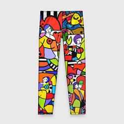 Леггинсы для девочки Romero Britto - love collage, цвет: 3D-принт