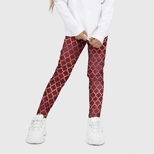 Детские легинсы Gold & Red pattern / 3D-принт – фото 3