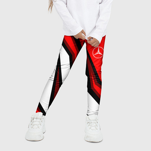 Детские легинсы MERCEDES BENZ АБСРАКЦИЯ КРАСНАЯ / 3D-принт – фото 3
