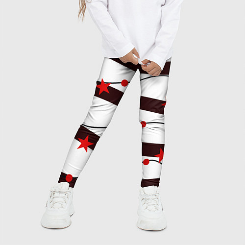 Детские легинсы Красные Звезды На Волнах / 3D-принт – фото 3