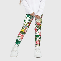 Леггинсы для девочки Узор из летних роз Summer Roses Pattern, цвет: 3D-принт — фото 2