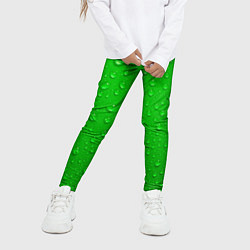 Леггинсы для девочки Зеленый фон с росой, цвет: 3D-принт — фото 2