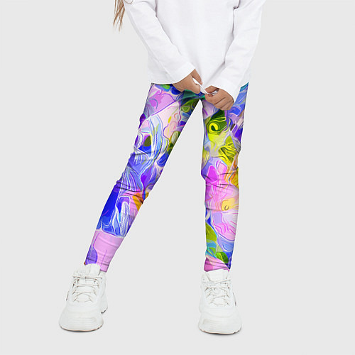 Детские легинсы Красочный цветочный узор Весна - Лето 2023 Colorfu / 3D-принт – фото 3
