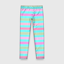 Детские легинсы Pink turquoise stripes horizontal Полосатый узор