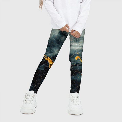 Детские легинсы Абстрактные силуэты и золотая краска / 3D-принт – фото 3