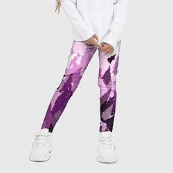 Леггинсы для девочки Мозаичный узор в розовых и сиреневых тонах на бело, цвет: 3D-принт — фото 2