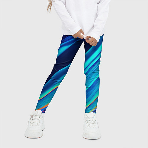 Детские легинсы Голографические волны, тёмная абстракция / 3D-принт – фото 3