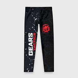 Леггинсы для девочки Gears of War красно-белой лого на темном фоне, цвет: 3D-принт