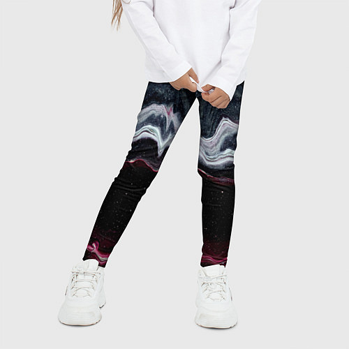 Детские легинсы Волнообразные следы белого и красного песка / 3D-принт – фото 3