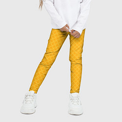 Леггинсы для девочки Желтые связанные узоры, цвет: 3D-принт — фото 2