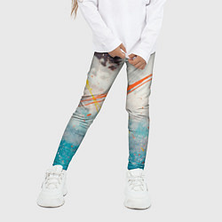 Леггинсы для девочки Абстрактные мазки красок на тенях и тумане, цвет: 3D-принт — фото 2