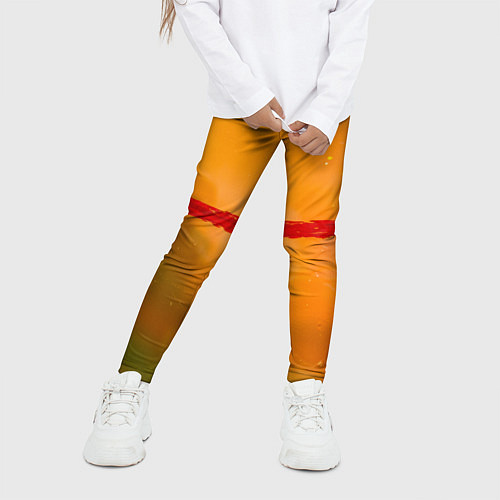 Детские легинсы Оранжевый туман и красная краска / 3D-принт – фото 3