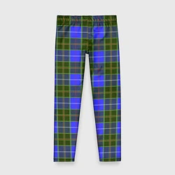 Леггинсы для девочки Ткань Шотландка сине-зелёная, цвет: 3D-принт