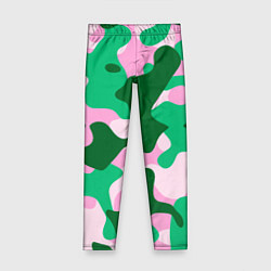 Леггинсы для девочки Абстрактные зелёно-розовые пятна, цвет: 3D-принт