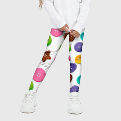 Леггинсы для девочки Разноцветные пуговицы - паттерн, цвет: 3D-принт — фото 2