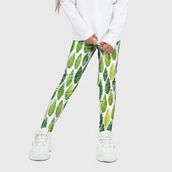 Леггинсы для девочки Акварельные листья, цвет: 3D-принт — фото 2