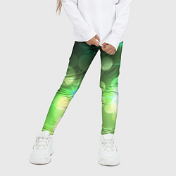 Леггинсы для девочки Неоновый зеленый блеск и черный фон, цвет: 3D-принт — фото 2