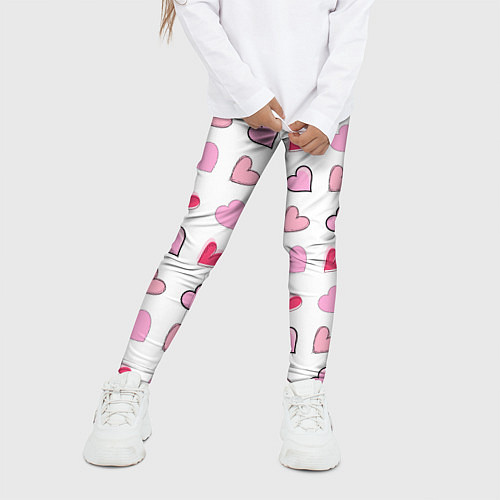 Детские легинсы Валентинки на белом фоне / 3D-принт – фото 3