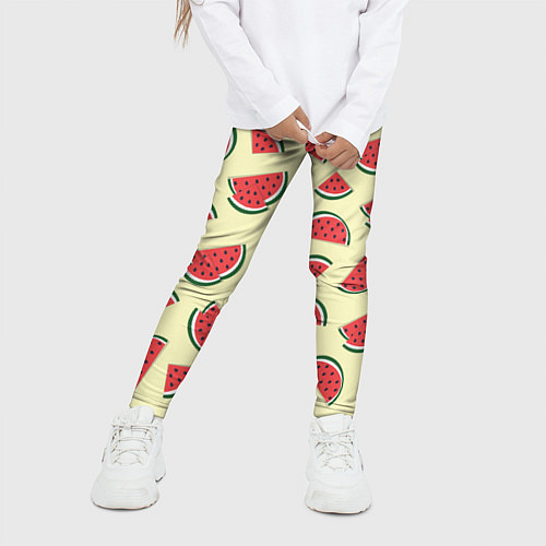 Детские легинсы Кусочки арбуза на желтом фоне / 3D-принт – фото 3