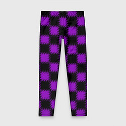Леггинсы для девочки Фиолетовый черный узор Шахматка, цвет: 3D-принт