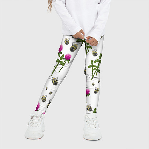 Детские легинсы Клевер и пчёлки - паттерн / 3D-принт – фото 3