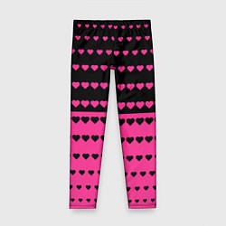 Леггинсы для девочки Черные и розовые сердца узор, цвет: 3D-принт