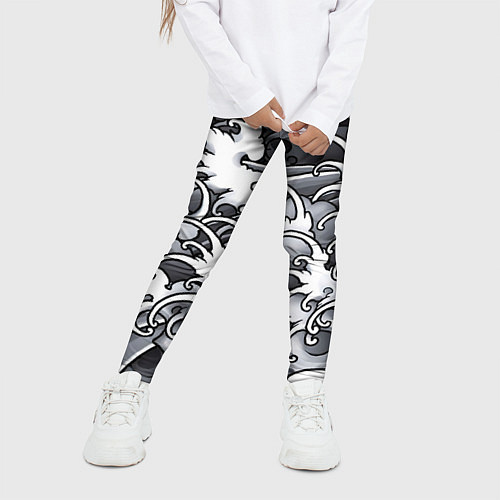 Детские легинсы Иредзуми: Черно-белые волны / 3D-принт – фото 3