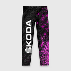 Леггинсы для девочки Skoda pro racing: по-вертикали, цвет: 3D-принт