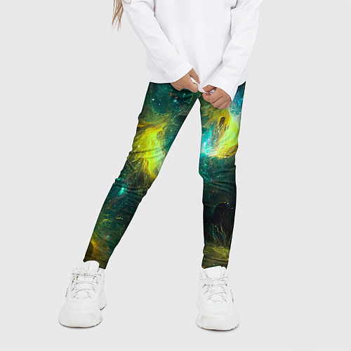 Детские легинсы Небула в космосе в зеленых тонах - нейронная сеть / 3D-принт – фото 3