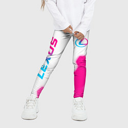 Леггинсы для девочки Lexus neon gradient style: надпись, символ, цвет: 3D-принт — фото 2