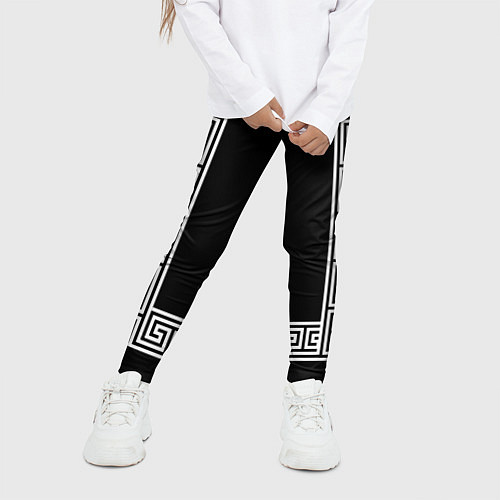 Детские легинсы Египетский орнамент на черном фоне / 3D-принт – фото 3