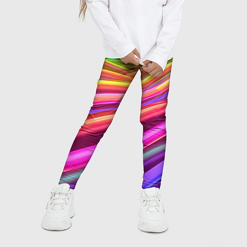 Детские легинсы Неоновые радужные волны / 3D-принт – фото 3