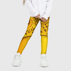 Леггинсы для девочки Желтая объемная текстура, цвет: 3D-принт — фото 2