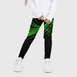 Леггинсы для девочки Зеленые яркие линии, цвет: 3D-принт — фото 2