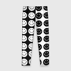 Леггинсы для девочки Smiley black and white, цвет: 3D-принт