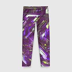 Леггинсы для девочки Космические кибер схемы фиолетовые, цвет: 3D-принт