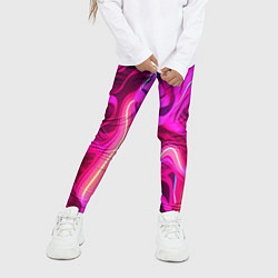 Леггинсы для девочки Pink neon abstract, цвет: 3D-принт — фото 2