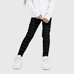Леггинсы для девочки Разноцветные полосы на чёрном, цвет: 3D-принт — фото 2