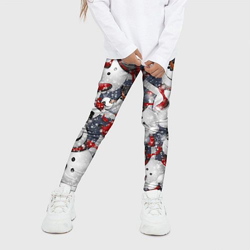 Детские легинсы Зимний паттерн со снеговиками / 3D-принт – фото 3