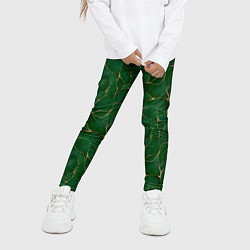 Леггинсы для девочки Зеленый камуфляж с золотом, цвет: 3D-принт — фото 2