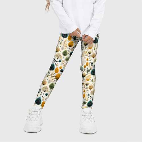 Детские легинсы Паттерн разные деревья и кустарники / 3D-принт – фото 3