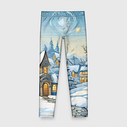 Леггинсы для девочки Новогодний город иллюстрация, цвет: 3D-принт