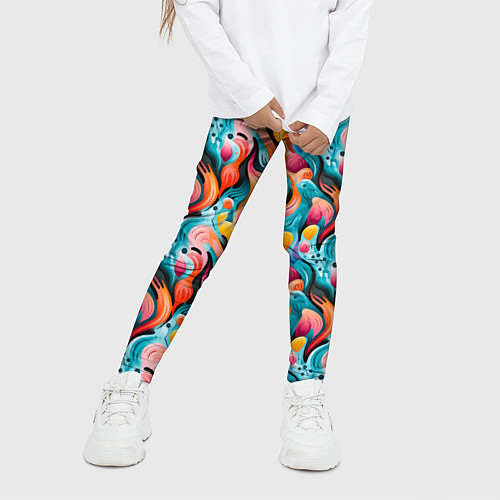 Детские легинсы Разноцветные кляксы паттерн / 3D-принт – фото 3