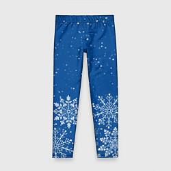 Леггинсы для девочки Текстура снежинок на синем фоне, цвет: 3D-принт